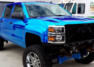 La Wraps Jims Autoland Blue Chrome Silverado Truck Wrap 1